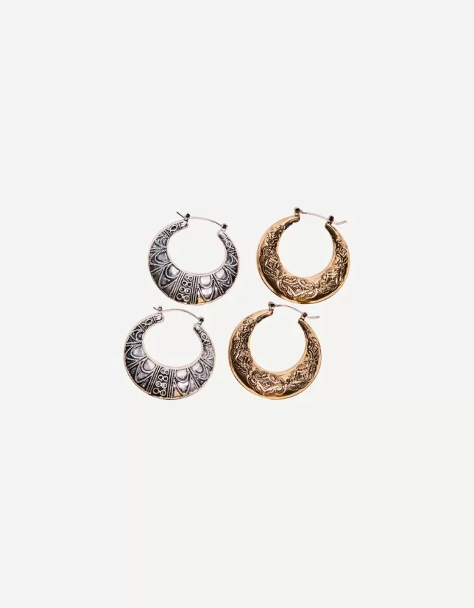 2-pack of boho hoop earrings