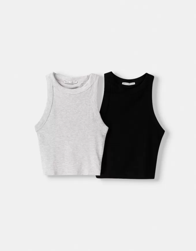2-pack of sleeveless ribbed T-shirts