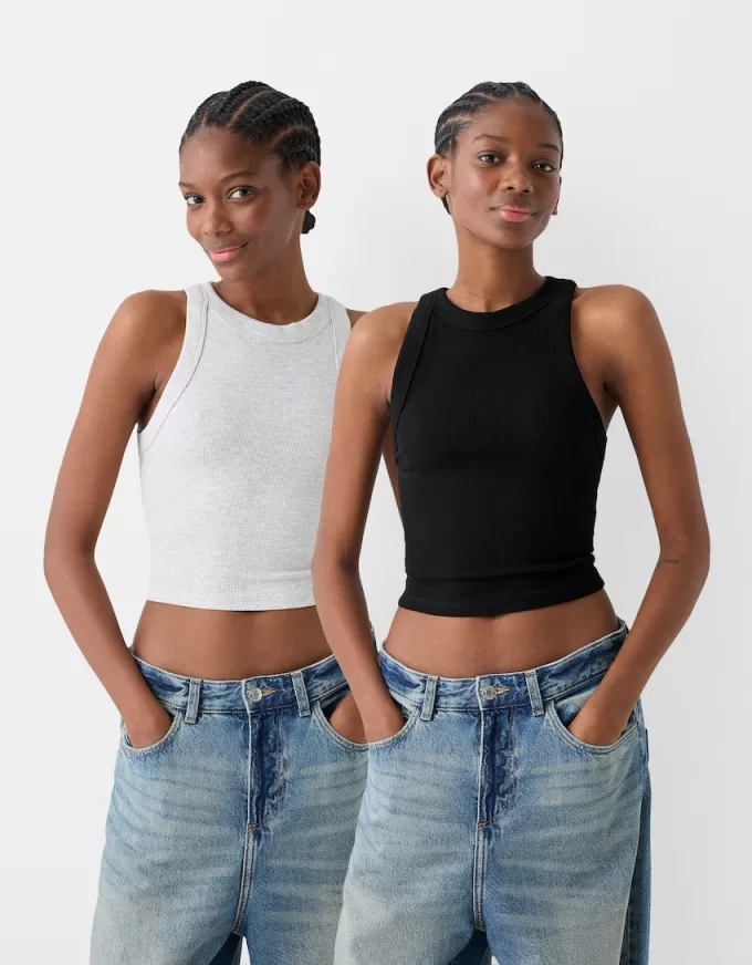 2-pack of sleeveless ribbed T-shirts