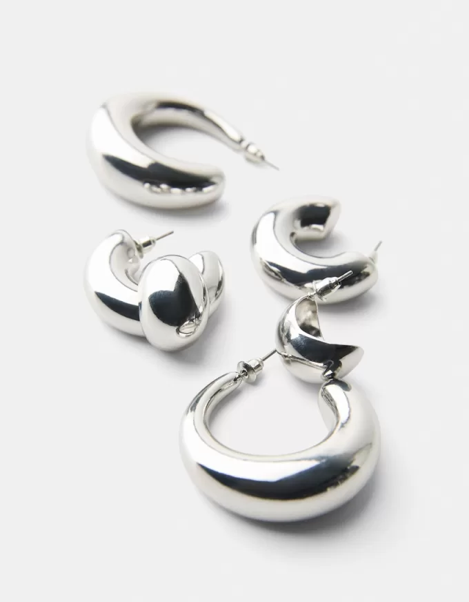 3-pack of chunky hoop earrings