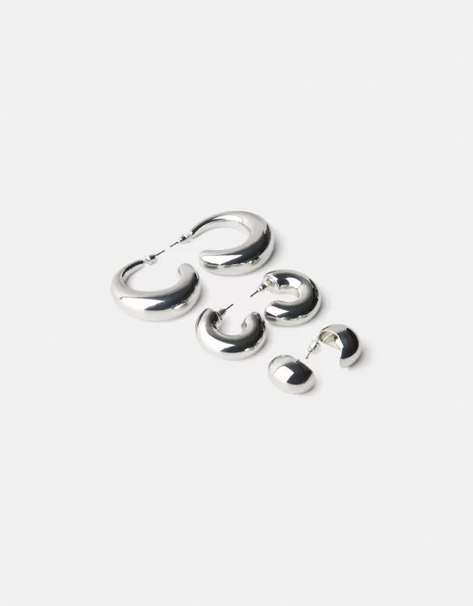 3-pack of chunky hoop earrings