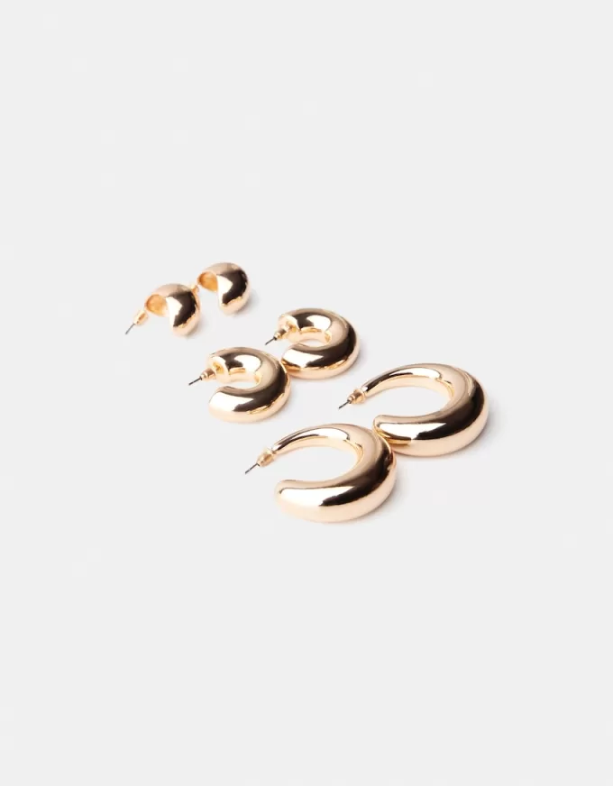 3-pack of chunky hoop earrings