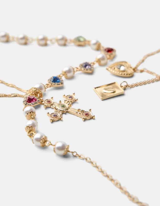 4-pack of rhinestone cross necklaces