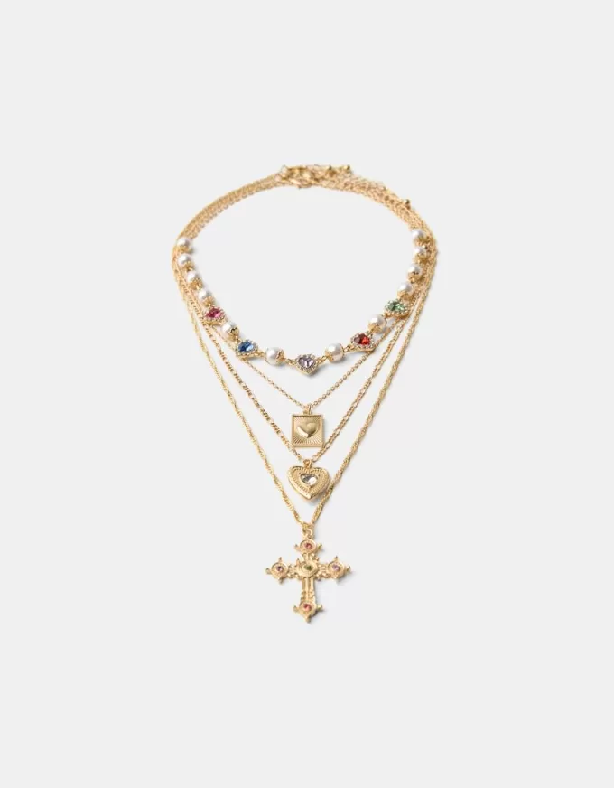 4-pack of rhinestone cross necklaces