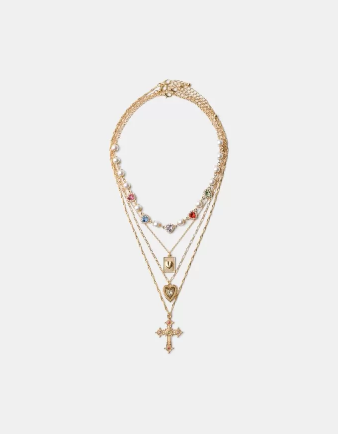 4-pack of rhinestone cross necklaces