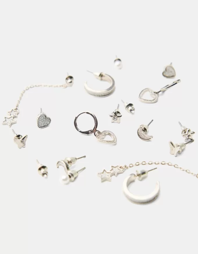 9-pack of rhinestone star earrings