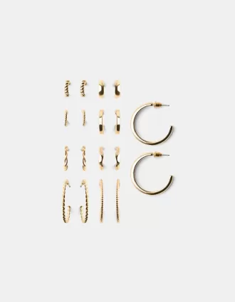9-pack of textured earrings