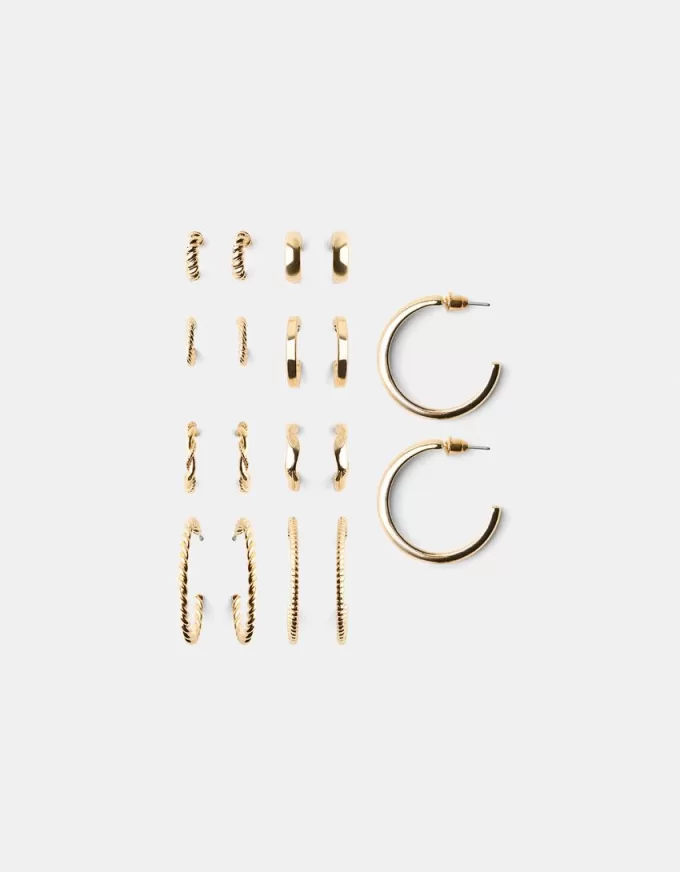 9-pack of textured earrings