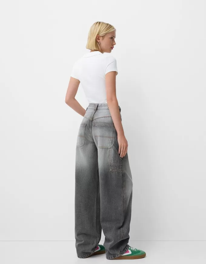 Adjustable balloon fit carpenter jeans