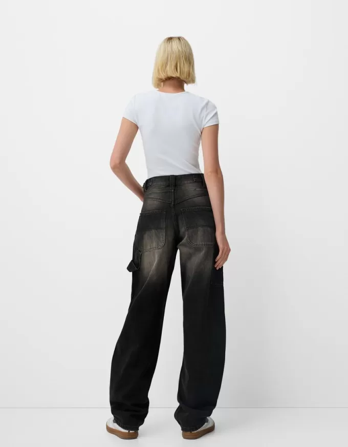 Adjustable balloon fit carpenter jeans