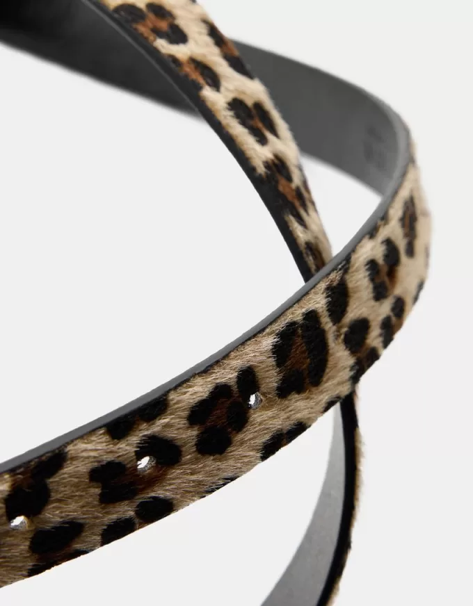 Animal print belt with buckle