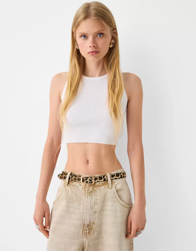 Animal print belt with buckle