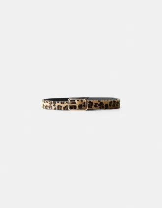 Animal print belt with buckle