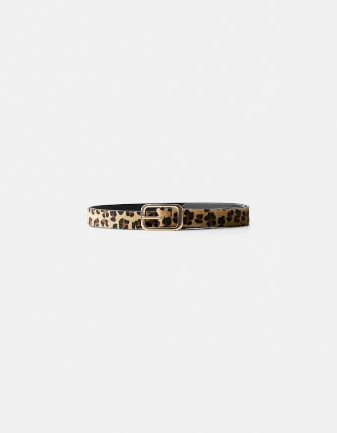 Animal print belt with buckle