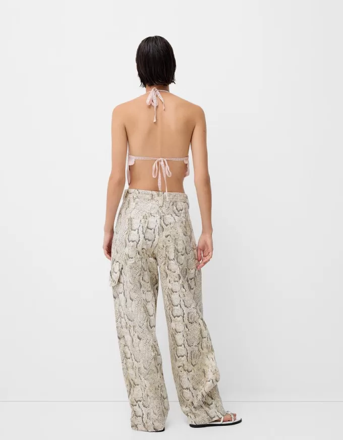 Animal print carpenter pants