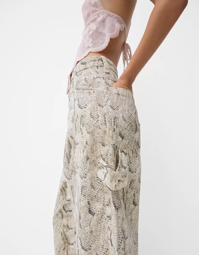 Animal print carpenter pants