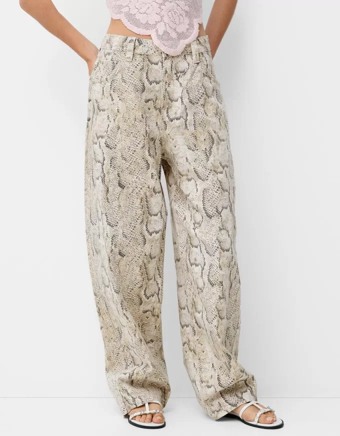 Animal print carpenter pants