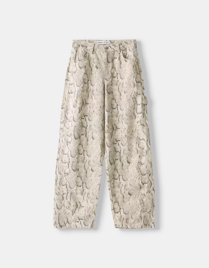 Animal print carpenter pants