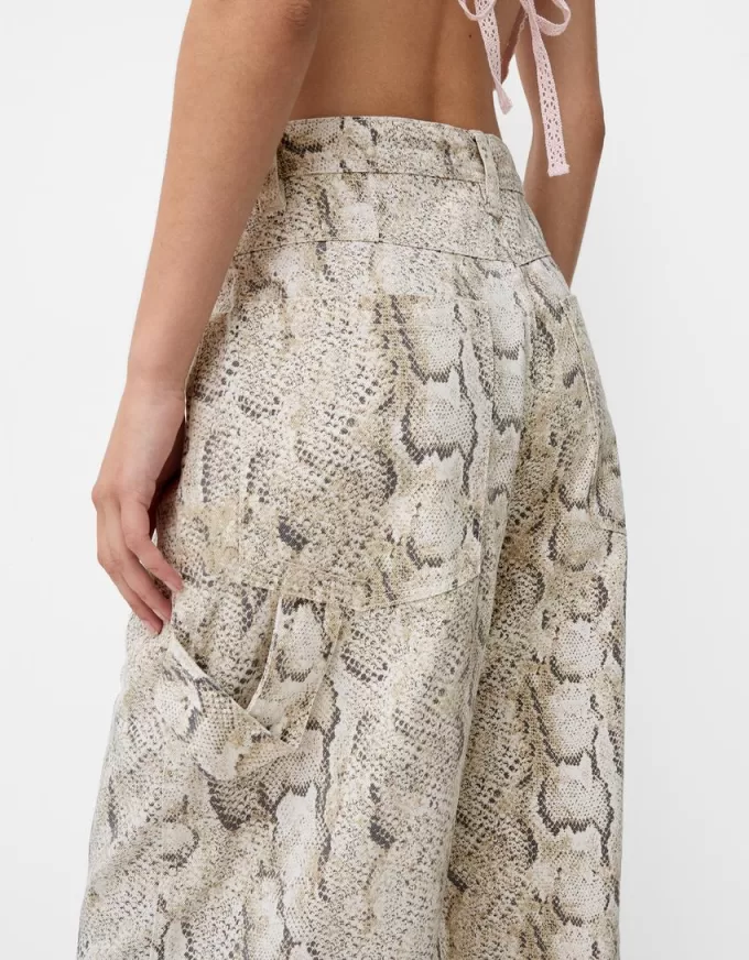 Animal print carpenter pants