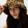 Animal print faux fur bucket hat Animal print faux fur bucket hat