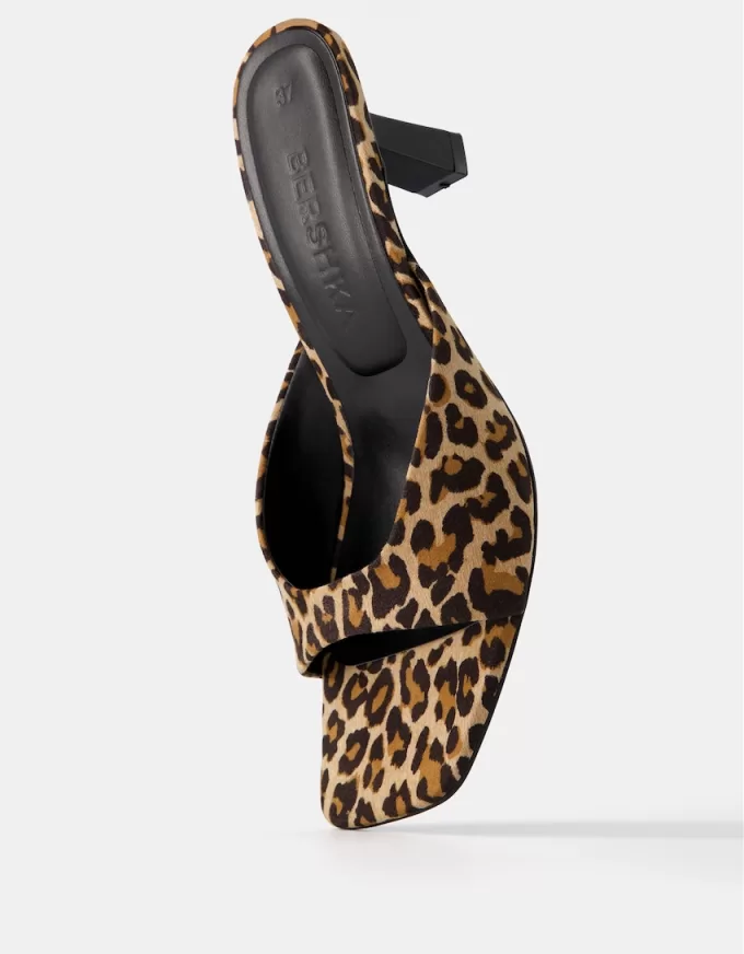 Animal print kitten heel sandals