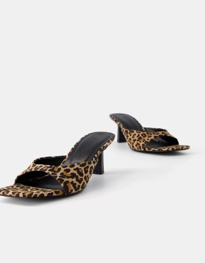 Animal print kitten heel sandals