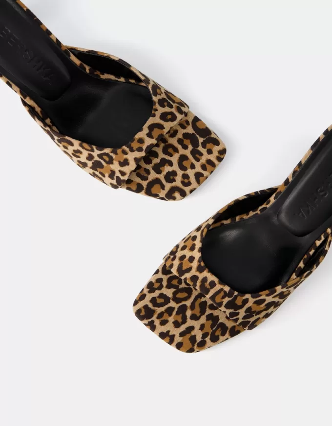 Animal print kitten heel sandals