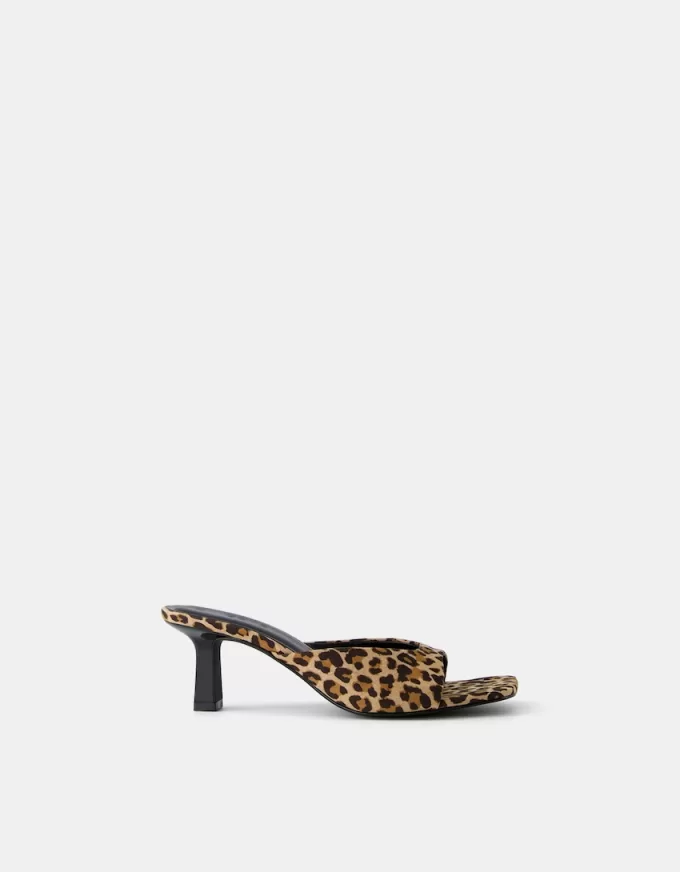 Animal print kitten heel sandals