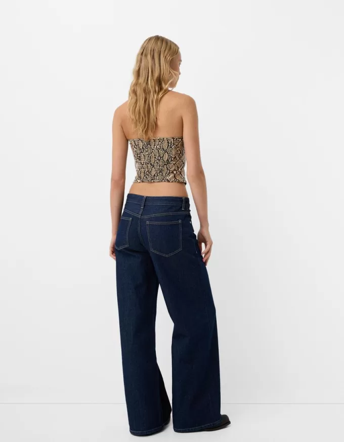 Animal print leather effect corsetry-inspired top