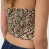 Animal print leather effect corsetry-inspired top
