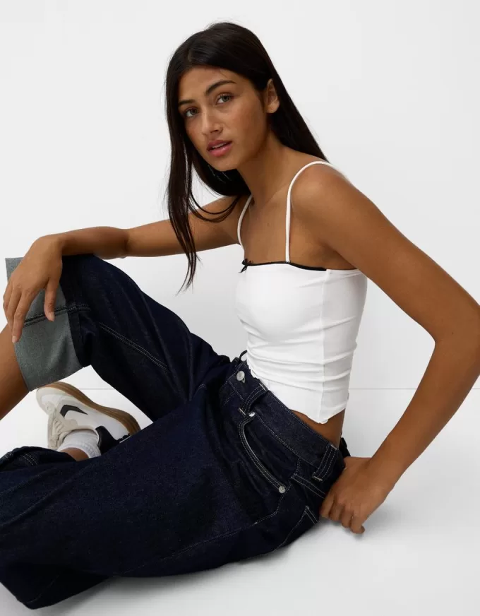 Animal print strappy top with bow detail