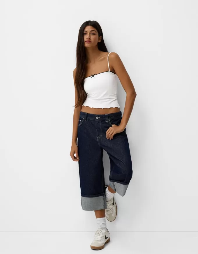 Animal print strappy top with bow detail