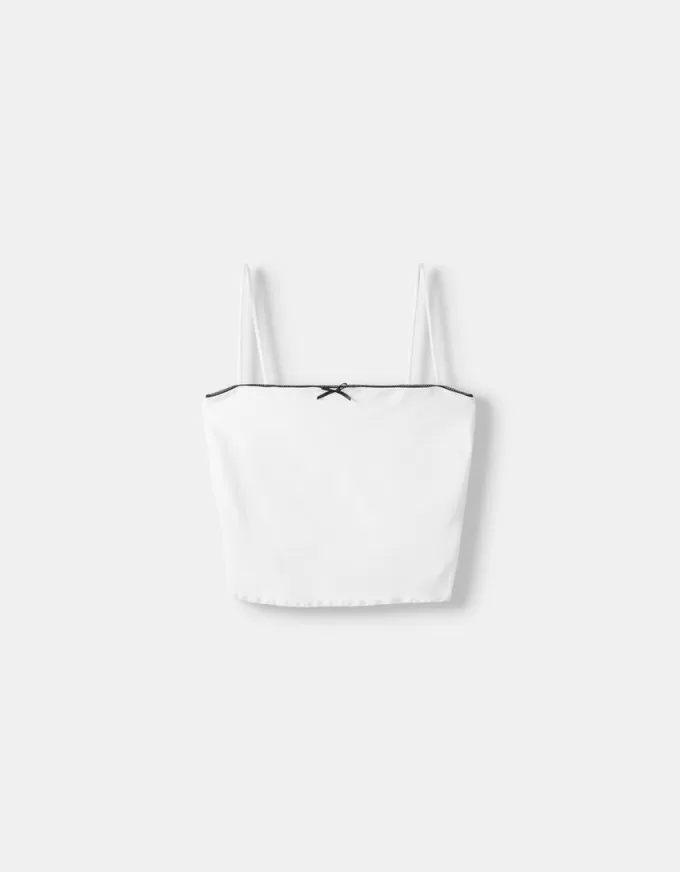 Animal print strappy top with bow detail