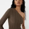 Asymmetric cable-knit sweater