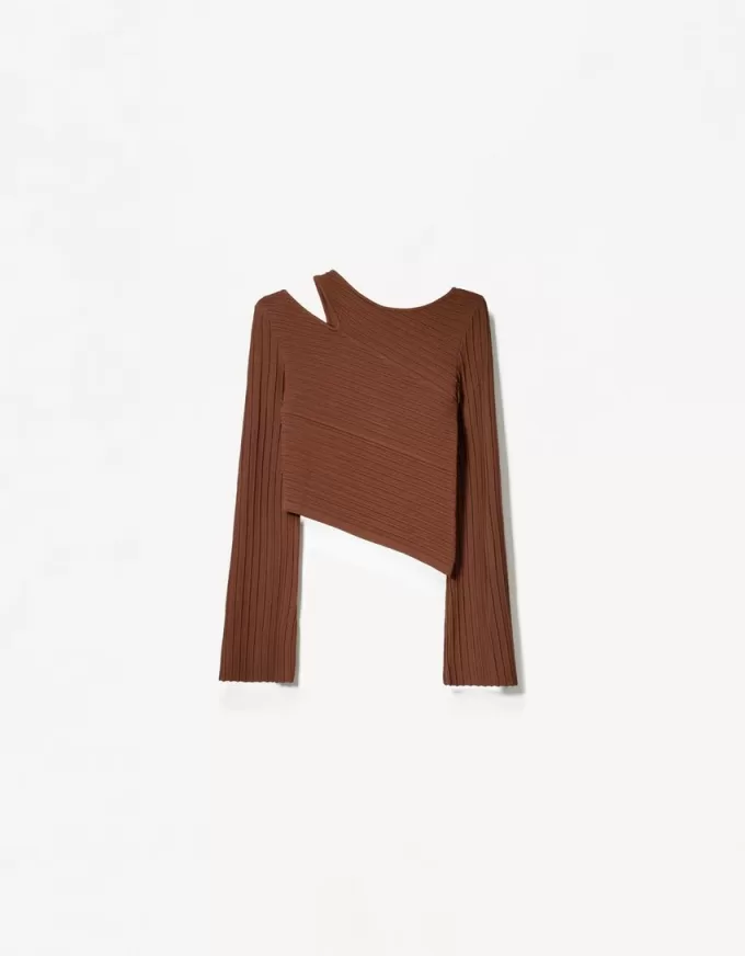 Asymmetric cut-out sweater