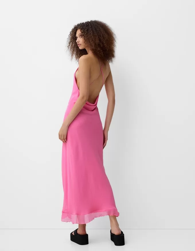 Asymmetric dress with ruffle