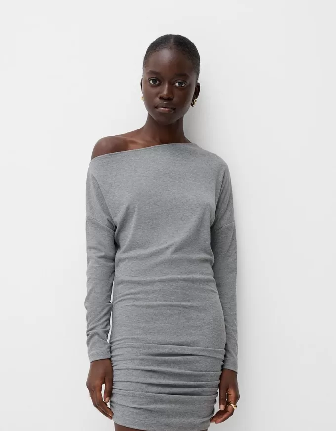 Asymmetric long sleeve dress