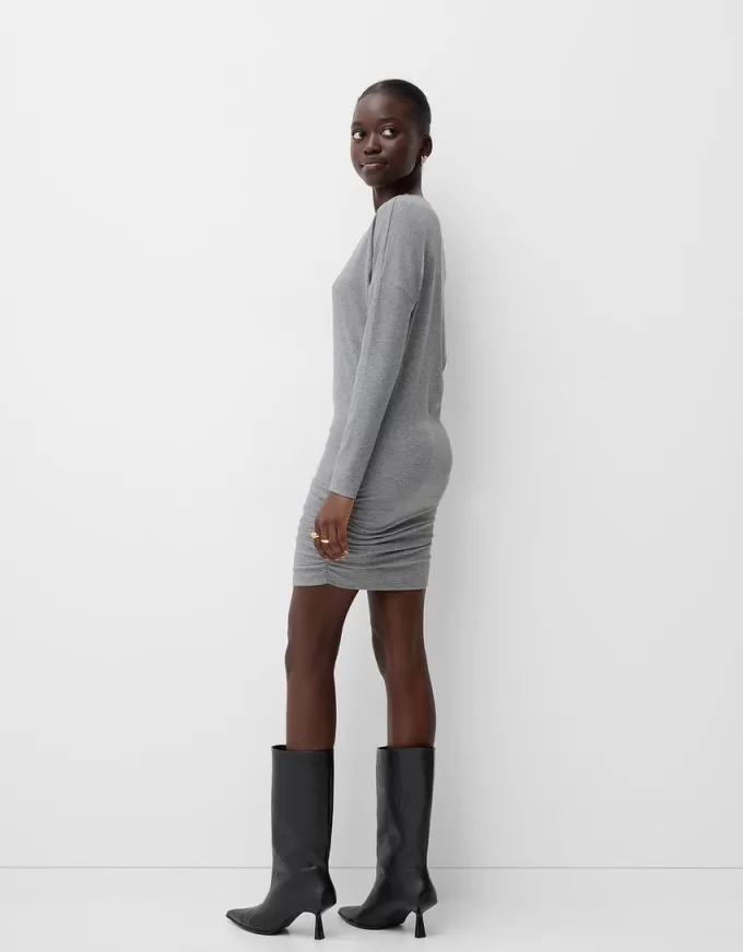 Asymmetric long sleeve dress