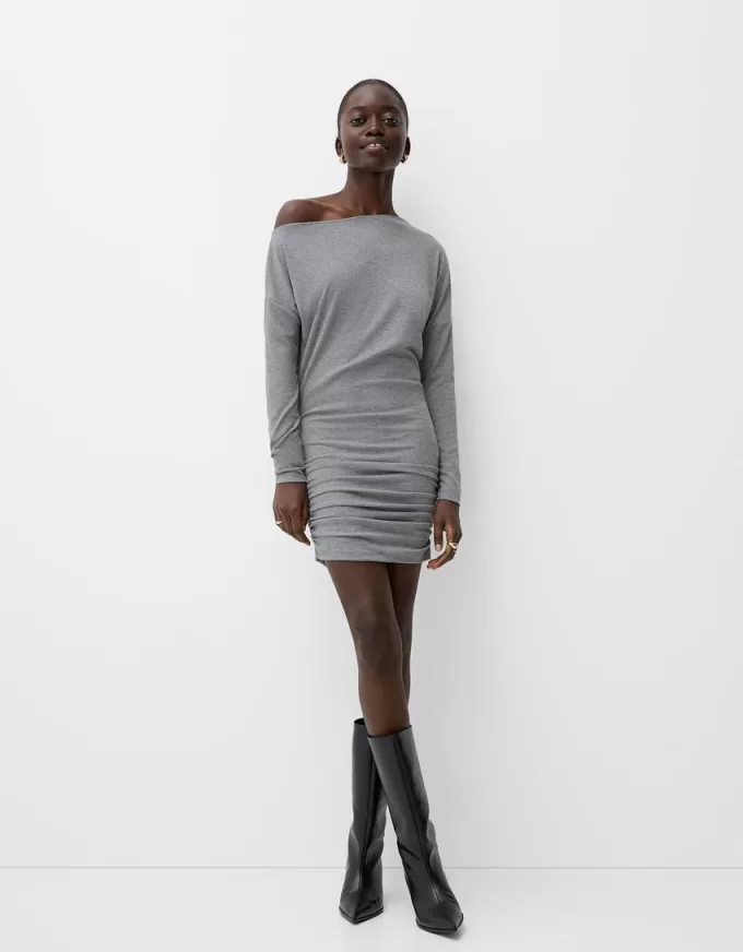 Asymmetric long sleeve dress