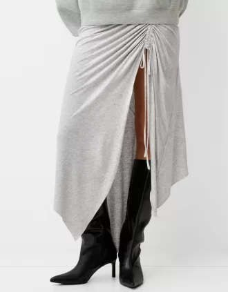 Asymmetric midi skirt with ruffles