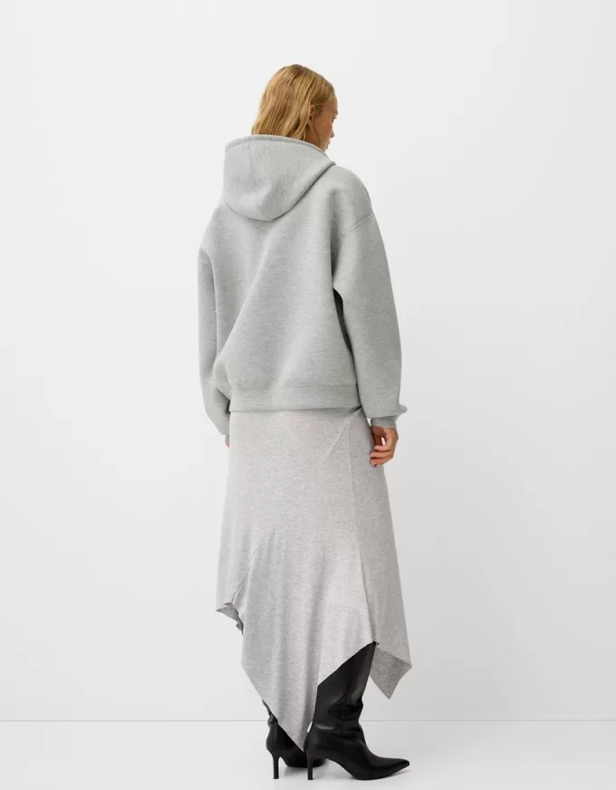 Asymmetric midi skirt with ruffles