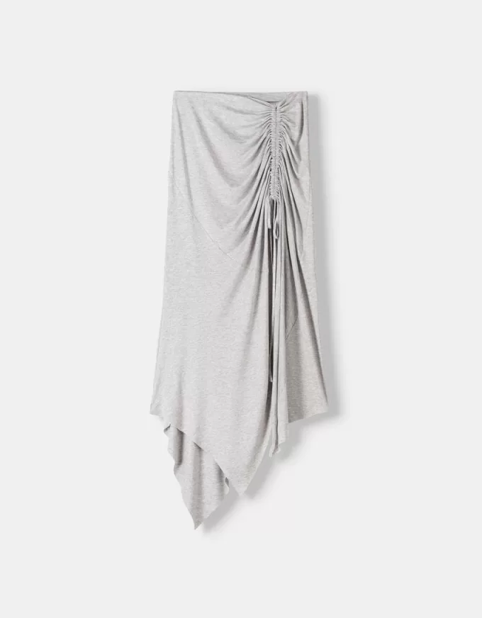 Asymmetric midi skirt with ruffles