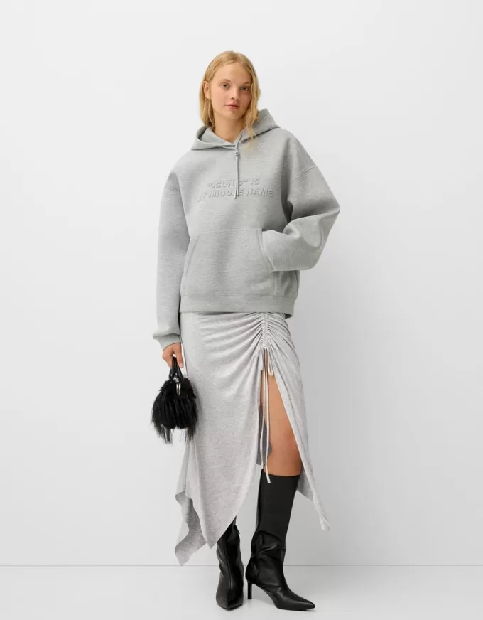 Asymmetric midi skirt with ruffles