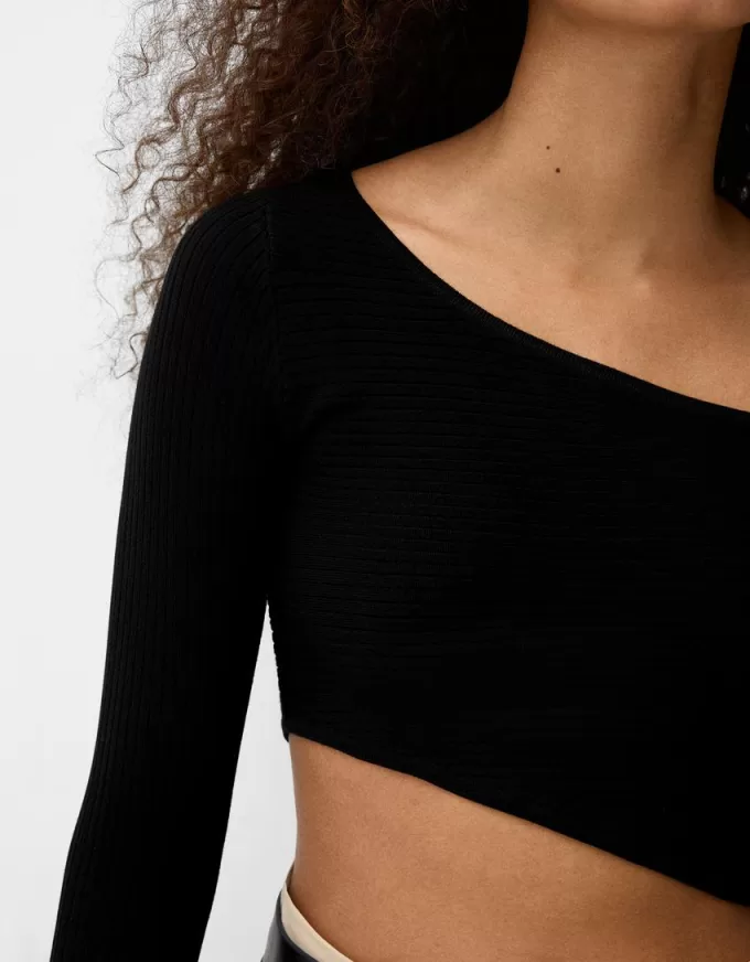 Asymmetric ribbed sweater