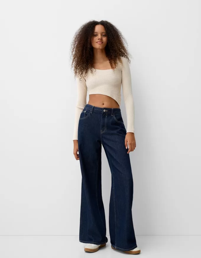 Asymmetric ribbed sweater