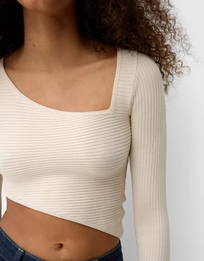 Asymmetric ribbed sweater