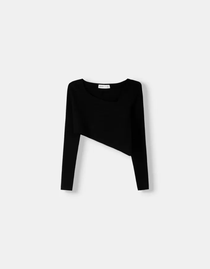Asymmetric ribbed sweater