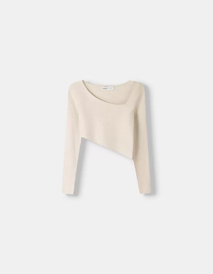 Asymmetric ribbed sweater