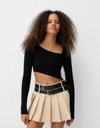 Asymmetric ribbed sweater