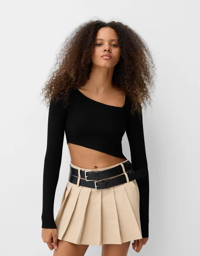 Asymmetric ribbed sweater